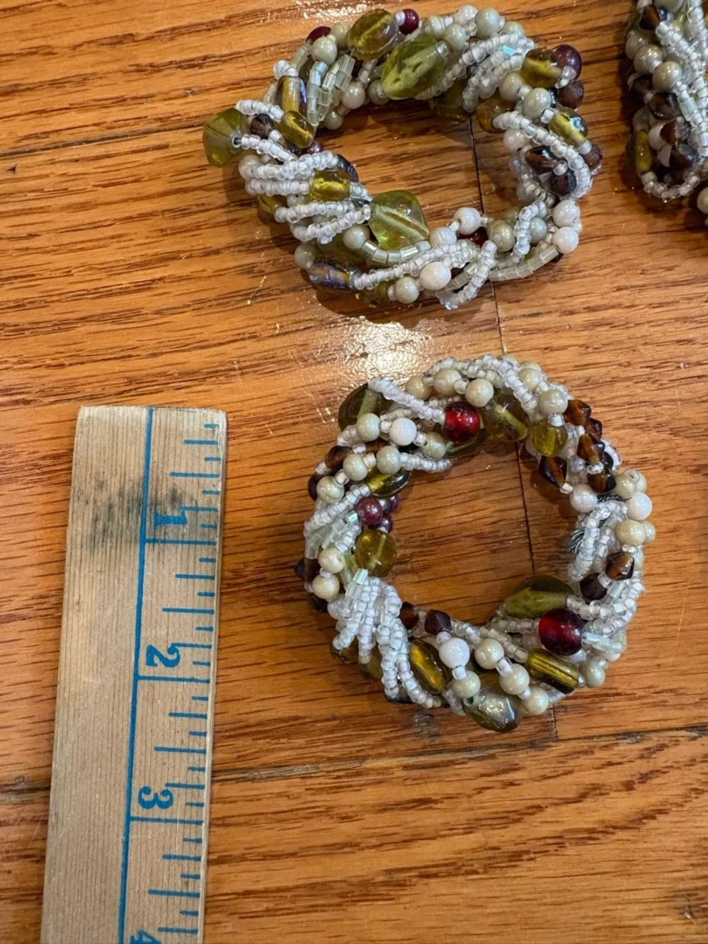 Pier 1 Beaded Napkin Rings Set of 6 Neutral Earth Tone Boho Rustic Table Decor